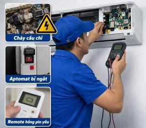 Thợ kiểm tra điều hòa mất nguồn