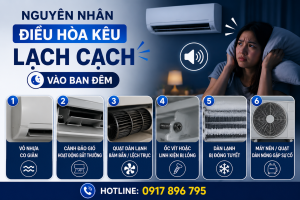 Các nguyên nhân phổ biến khiến điều hòa kêu lạch cạch vào ban đêm.