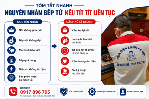 Tóm tắt nguyên nhân bếp từ kêu tít tít liên tục và cách xử lý nhanh tại nhà. Hotline sửa bếp từ Hà Nội 0917 896 795