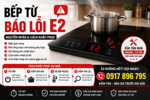 Bếp từ báo lỗi E2 – Nguyên nhân và cách khắc phục – 0917 896 795